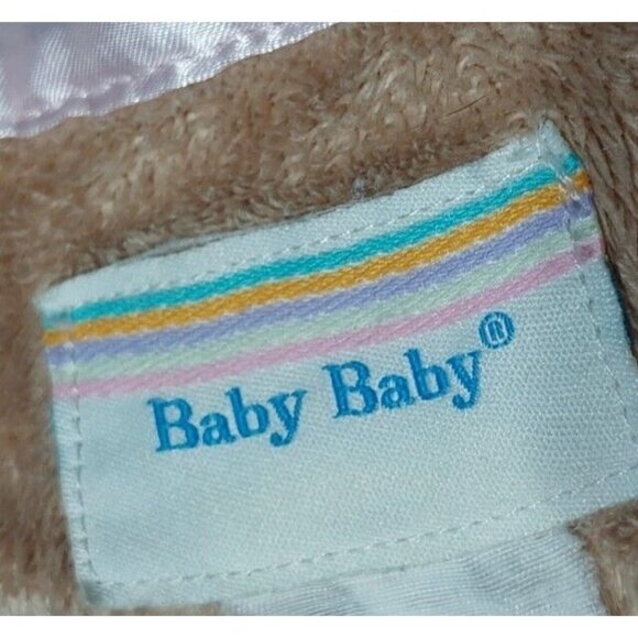 Baby Baby Blanket Satin Trim Pink & Brown Lovey 29x31 - Picture 7 of 9